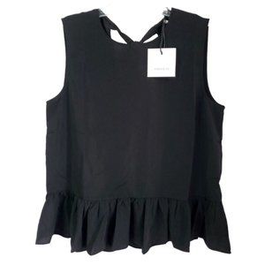 Cooper St Womens Large L Black Sleeveless Ditsy A Top Ruffled Shift Top